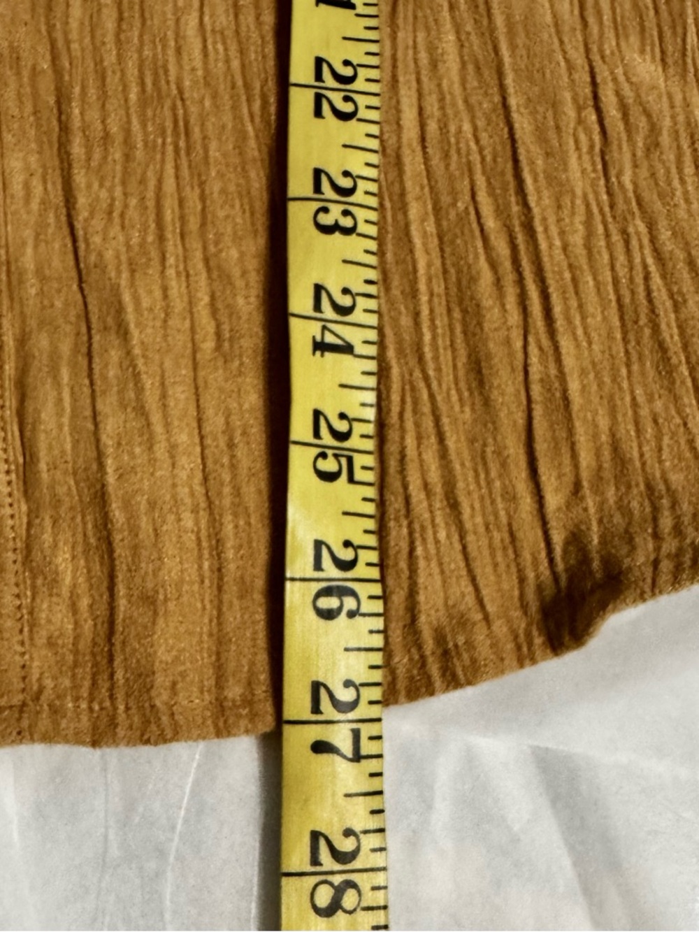 Denim&Co Corduroy Like Button-Down Shirt - Camel Tan size Medium - Picture 8 of 8